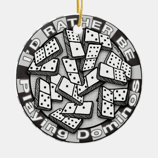 Hellre spela Domino Julgransprydnad Keramik (Framsidan)