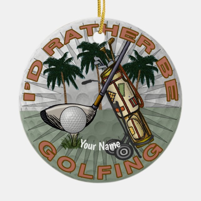 Hellre Spela Golf  Julgransprydnad Keramik (Framsidan)