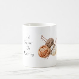 Hellre sticka orangebrun crèmfärgad garn kaffemugg
