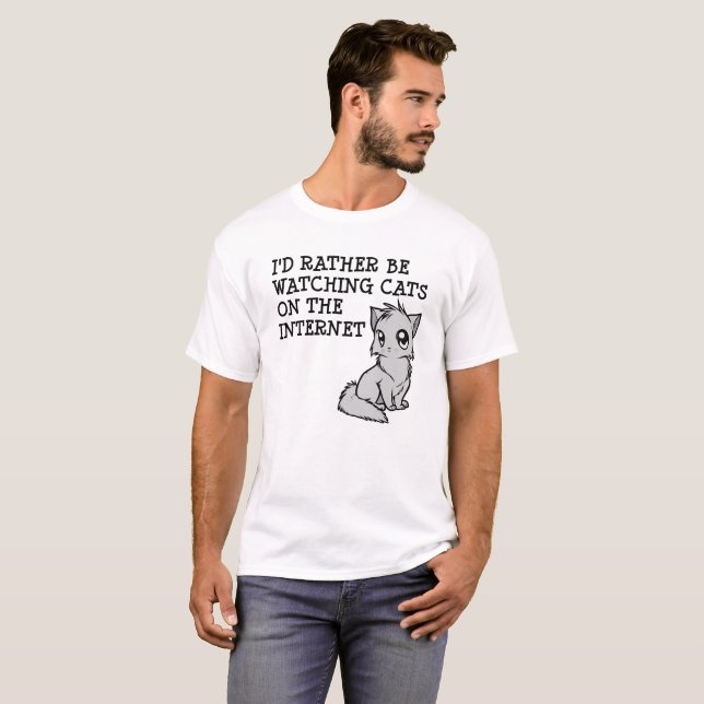 Hellre titta på roliga katter T-shirt (Hel framsida)