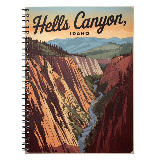Hells Canyon Idaho Vintage Anteckningsbok (Framsidan)