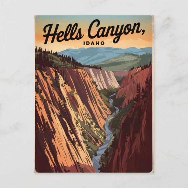 Hells Canyon Idaho Vintage Vykort (Framsida)