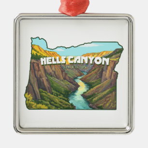 Hells Canyon Oregon Karta Julgransprydnad Metall