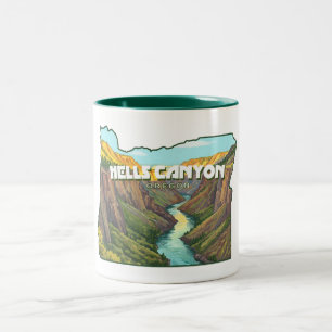 Hells Canyon Oregon Karta Två-Tonad Mugg