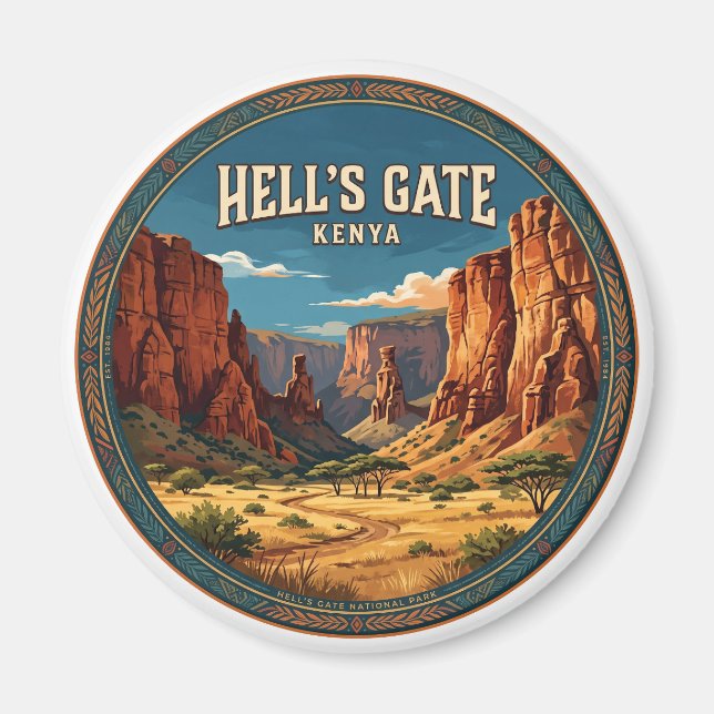 Hell's Gate nationalpark Naivasha Kenya Magnet (Framsidan)