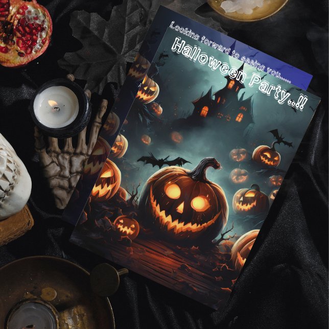 Hells Pumpkin Head Halloween fest Inbjudningar (Hells Pumpkin Head Halloween Party Invitation)