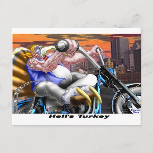 Hells Turkey Funny Thanksgiving Harley Tees & Gift Helg Vykort (Framsida)