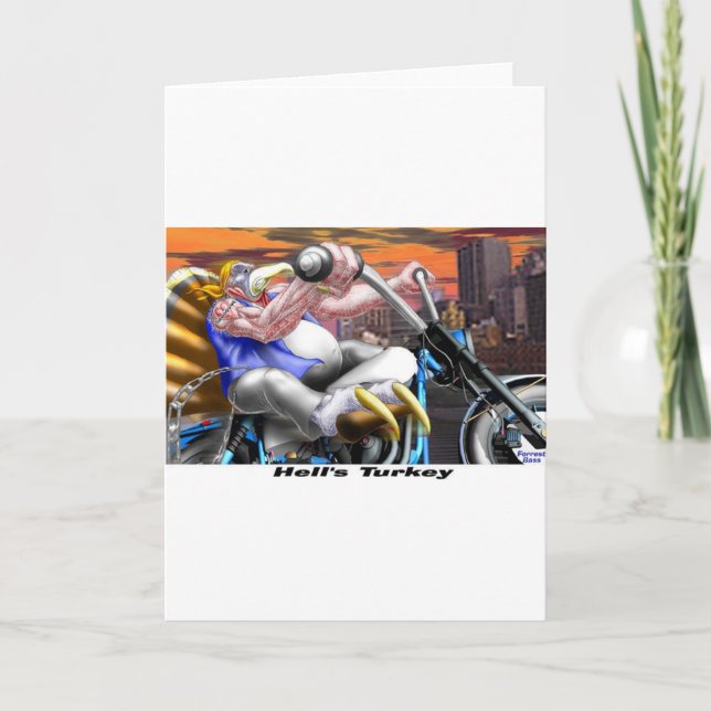 Hells Turkey Funny Thanksgiving Harley Tees & Gift Helgkort (Framsida)