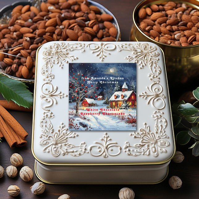 Helmåne för julvinterbomull fyrkantigt klistermärke (Skapare uppladdad)