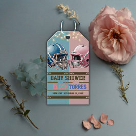 Helmet Baby Shower för Blue & Rosa American Footba Presentetikett