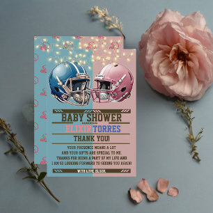 Helmet Baby Shower för Blue & Rosa American Footba Tack Kort