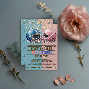 Helmet Baby Shower för Blue & Rosa American Footba Tack Kort