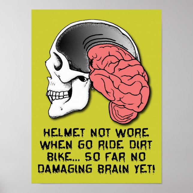 Helmet Brain Damage Funny Dirt Bike Motocross Post Poster (Framsidan)