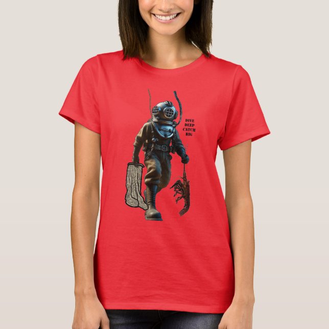 Helmet Diver som fångar upp Lobster Underwater URM T Shirt (Framsida)