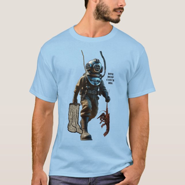 Helmet Diver som fångar upp Lobster Underwater URM T Shirt (Framsida)