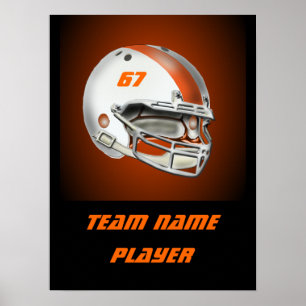 Helmet för vit och Orange-fotboll Poster