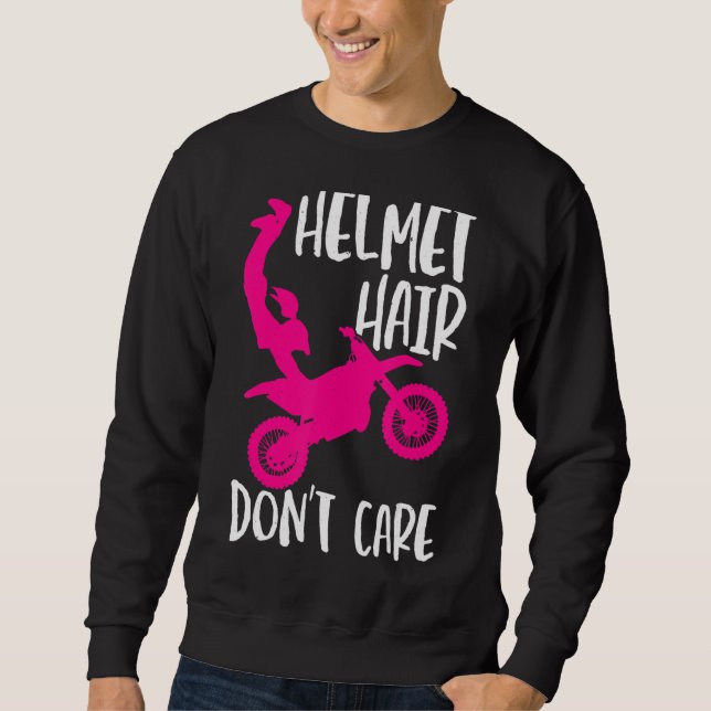 Helmet Hair Dont Care Motocross-motorcykel Lång Ärmad Tröja (Framsida)