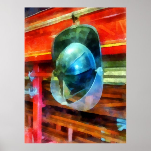 Helmet Hanging på Fire Lastbil Poster (Framsidan)