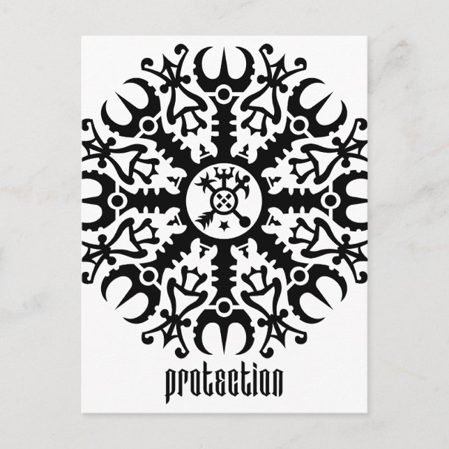 Helmet of awe - Aegishjalmur No. 1 (svart) Vykort (Framsida)