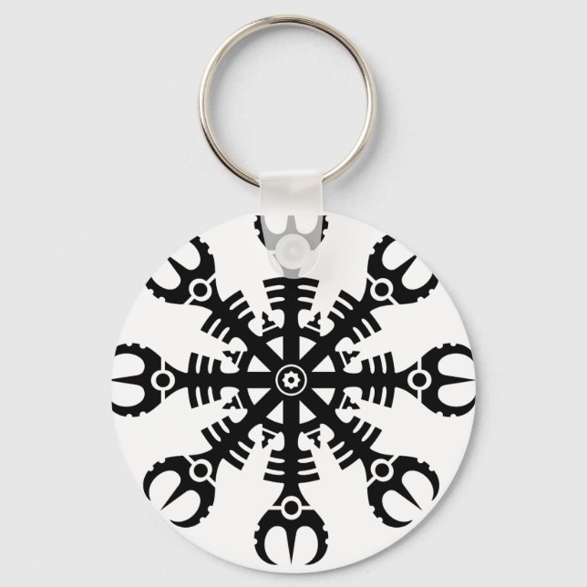 Helmet of awe - Aegishjalmur No.2 (svart) Nyckelring (Framsida)