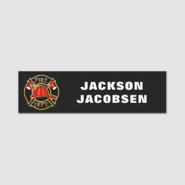 Helmet om brandbekämpning namnbricka