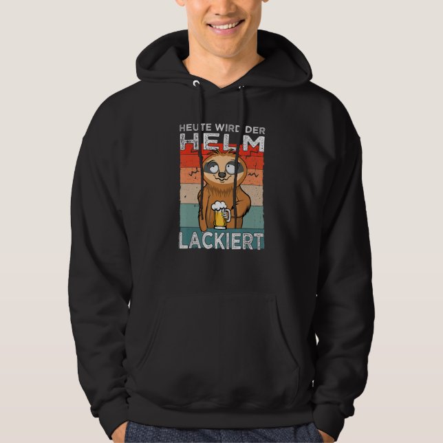 Helmet painted beer drinker and men's evening slot hoodie (Framsida)