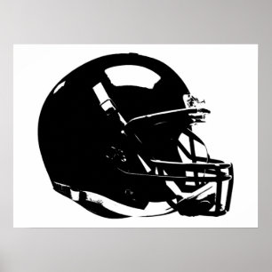 Helmet Poster Black White Pop Art Football