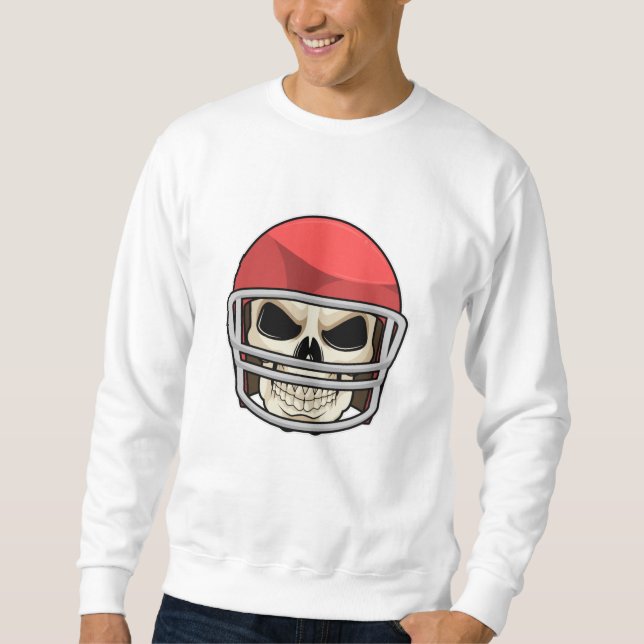 Helmet Skull Football Helmet Lång Ärmad Tröja (Framsida)