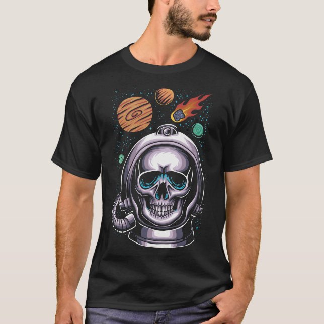 Helmet Space för Astronaut Skull T Shirt (Framsida)