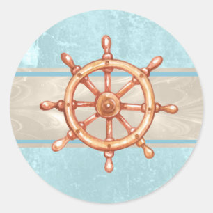 Helmhjul för vattenfärgsbåtar, ID385 Runt Klistermärke