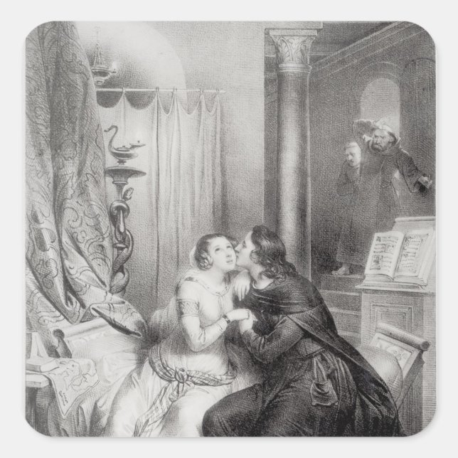 Heloise och Abelard Fyrkantigt Klistermärke (Framsida)