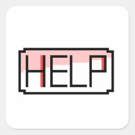 Help! Retro RPG Chat Box Pixel Design Fyrkantigt Klistermärke
