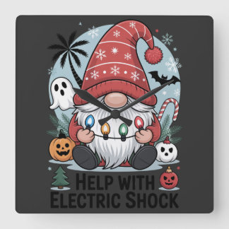 Help With Electric Shock – Funny Christmas Fyrkantig Klocka