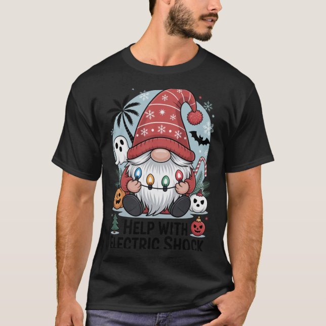 Help With Electric Shock – Funny Christmas  T Shirt (Framsida)