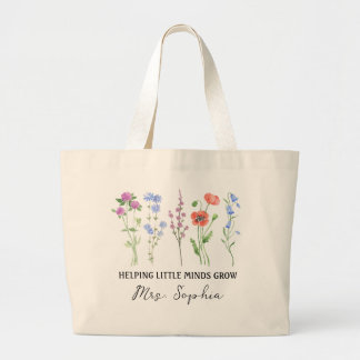 Helping Little Minds Grow Tote | Custom Name Teach Jumbo Tygkasse