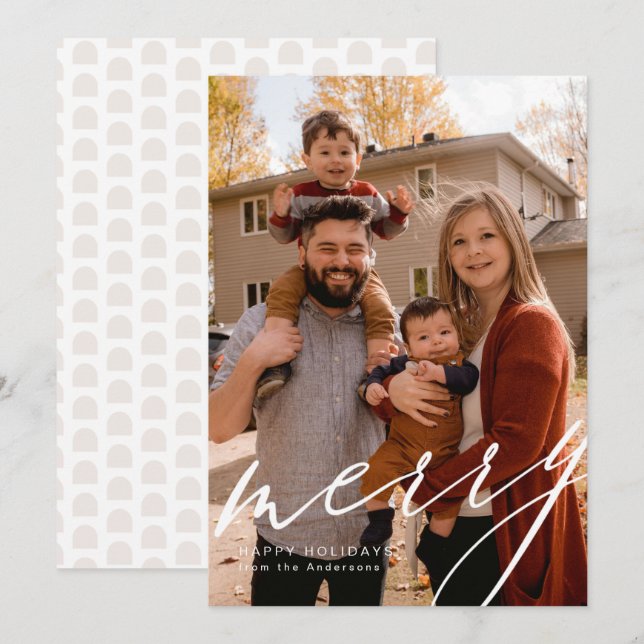 Helporträtt med Merry i script Julkort (Fram/baksida)