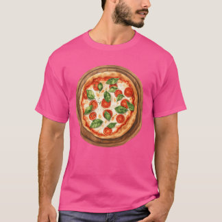 Helrund Pizza Margherita Serverad På En Träbo T Shirt