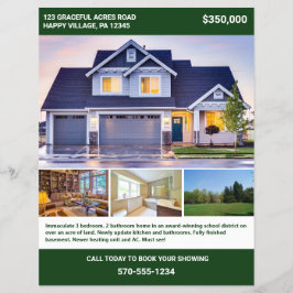 Helsidig 2-sidig husförsäljningsaffisch med foton reklamblad