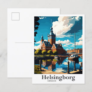 Helsingborg Sverige Art Vintage resor Porträtt Vykort