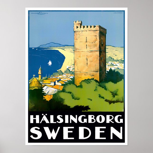 Helsingborg Sverige vintage resor Poster (Framsidan)