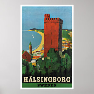 Helsingborg Sverige Vintage resor Poster