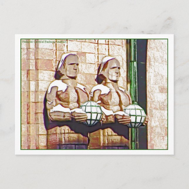 Helsingfors centrala järnväg Station Vykort (Framsida)