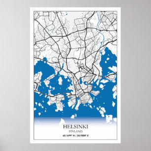Helsingfors Finland City Karta samordnar resor Poster