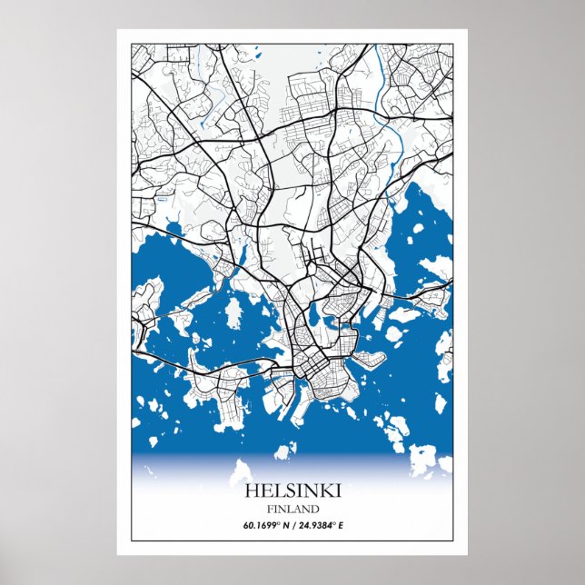 Helsingfors Finland City Karta samordnar resor Poster (Framsidan)