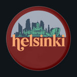 Helsingfors Finland City Skyline Retro Cityscape A Magnet<br><div class="desc">Vintage- och reflexritorier med vackra skyliner, attraktion och cityscape-konst. Coola skyscraper och byggnad silhuette illustrerar handelsvara för turister och resenärer. Perfekt som souvenir att ta med sig hem när man reser hela världen runt. Spara minnet av din resa och semester med familj och vänner. Bakgrunden till färg kan anpassas till...</div>