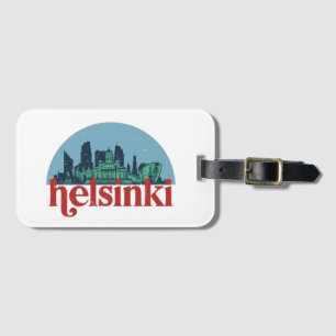 Helsingfors Finland City Skyline Vintage Cityscape Bagagebricka