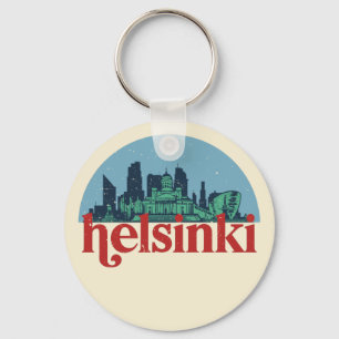 Helsingfors Finland City Skyline Vintage Cityscape Nyckelring