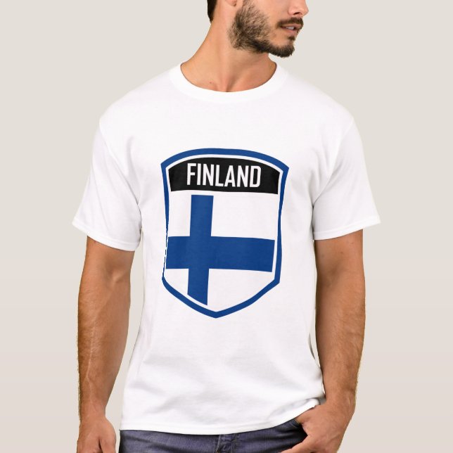 Helsingfors Finland Flagga Emblem T Shirt (Framsida)