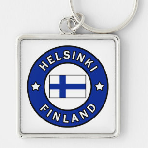 Helsingfors Finland Fyrkantig Silverfärgad Nyckelring