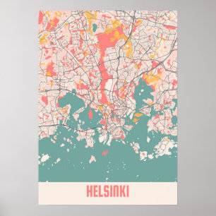 Helsingfors - Finland, Kalk City Karta Poster